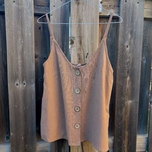 Linen Tank Top , Nude